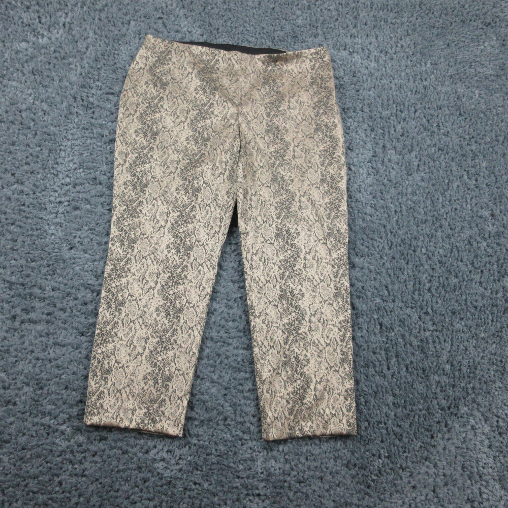 Chicos Pants Womens 2.5 Beige Black Snake Skin Print Side Zip Ankle 36x25.5*